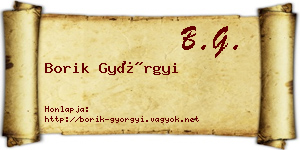 Borik Györgyi névjegykártya