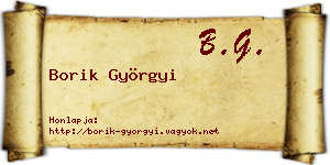Borik Györgyi névjegykártya